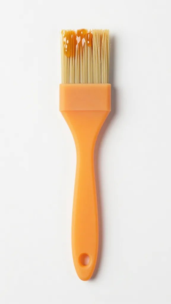 brushed silicone basting brush coated in honey glaze