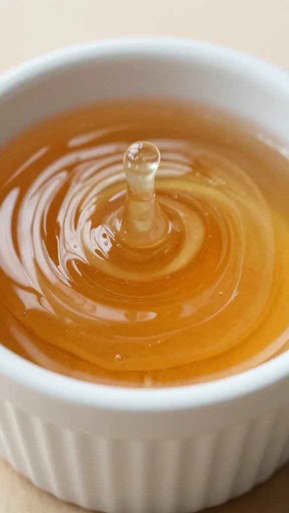 small ramekin of honey fire cider, viscous swirl closeup