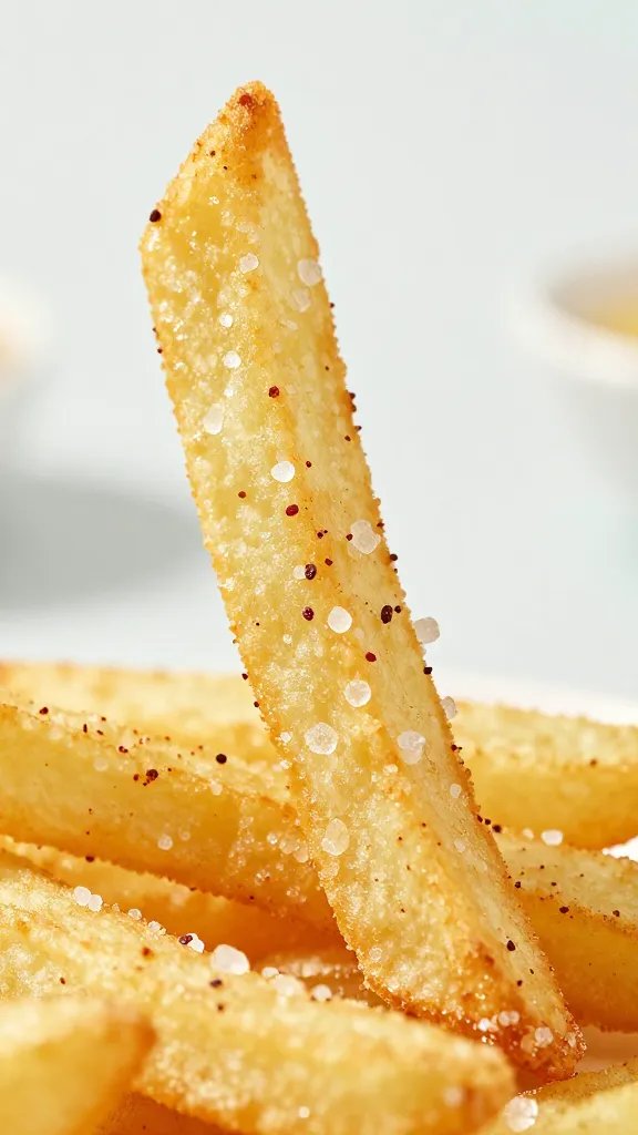 salt-and-spice crystals clinging to one fry