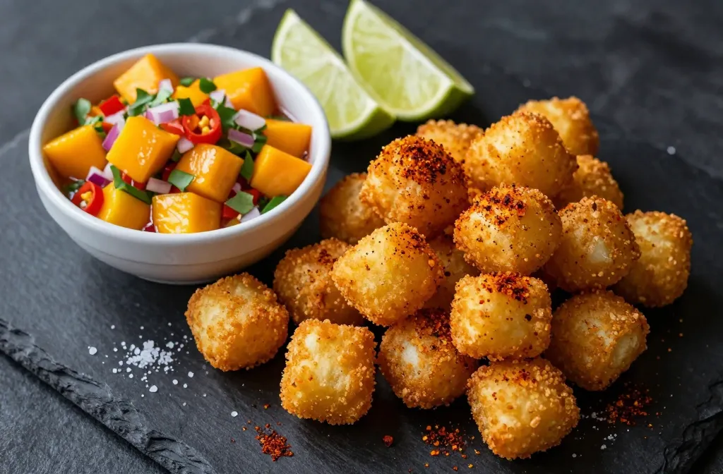 Air Fryer Naga Jolokia Tots with Mango Habanero Salsa Bliss