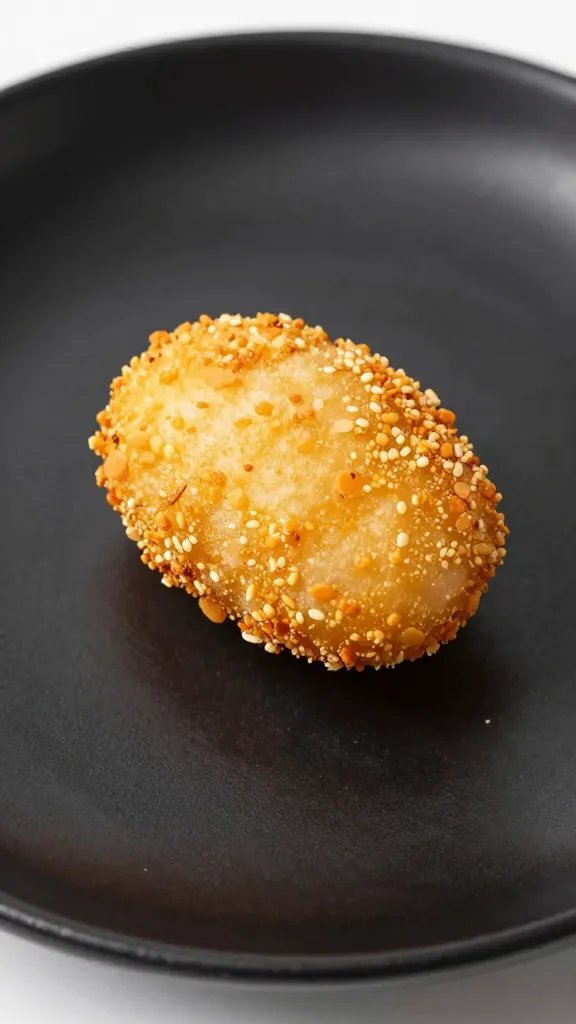 single air-fried golden tot on matte black plate