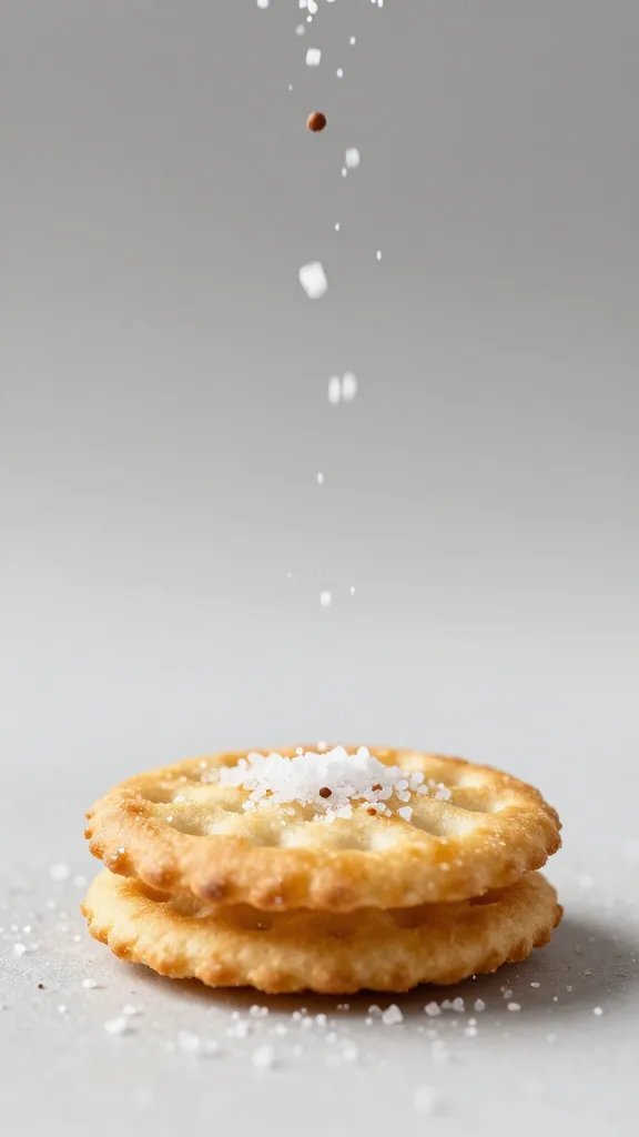 sprinkling sea salt over one glazed crisp, high-speed capture