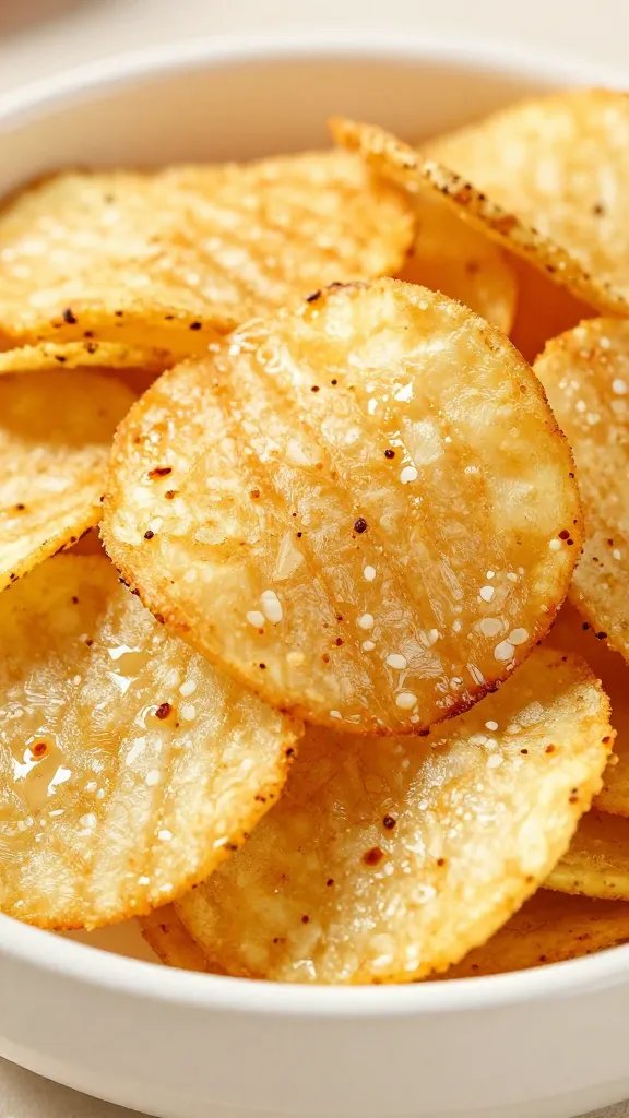 closeup bowl of habanero-dusted air fryer potato chips