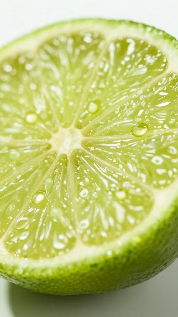 lime wedge with visible zest oils, macro shot