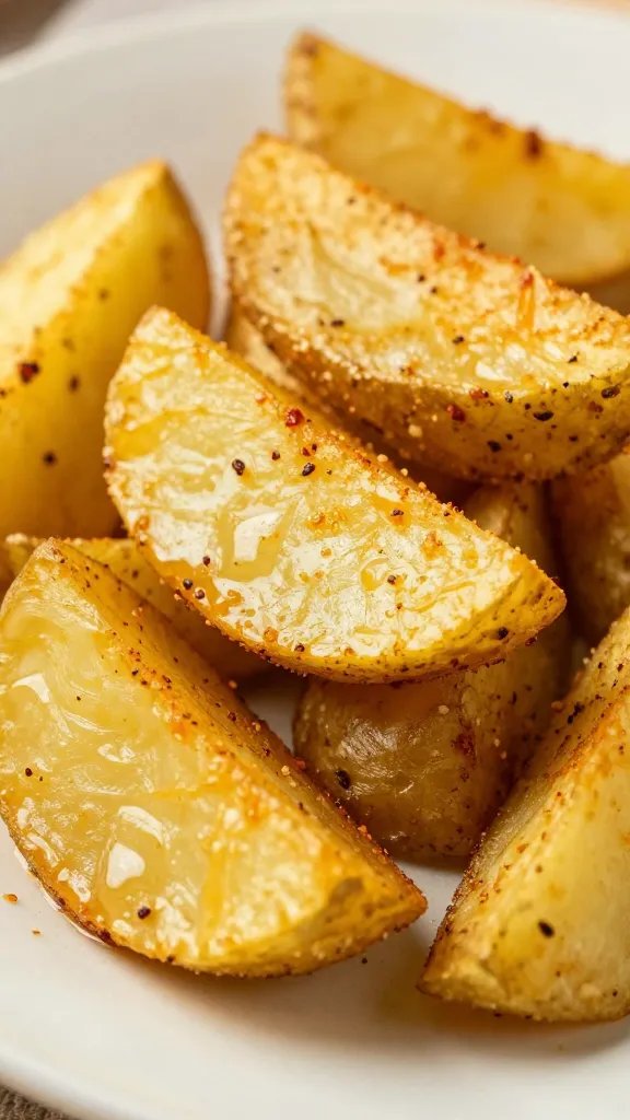 closeup of ghost pepper seasoned potato wedge on parchment