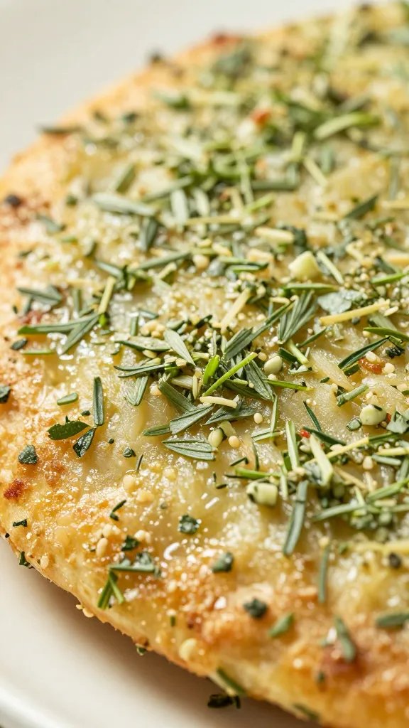 ranch-coated wedge with visible herbs, extreme closeup