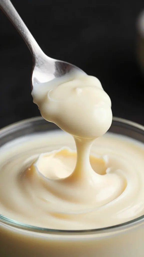 spoon dipping into vanilla bean cream