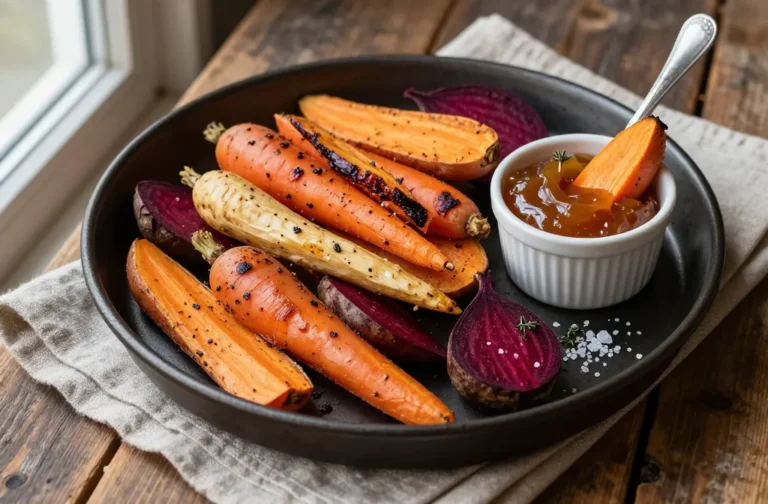 Crispy Cozy Air Fryer Fall Harvest Root Wedges with Apple Butter