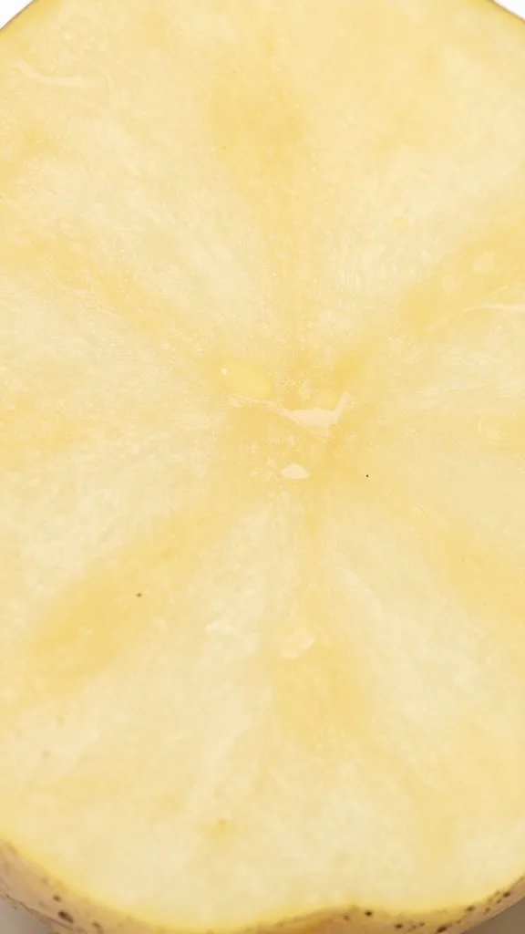 thin potato slice with visible pea bits, macro shot