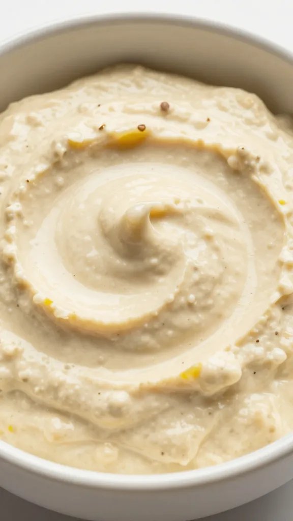 lemon-zested pea dip surface, ceramic bowl closeup