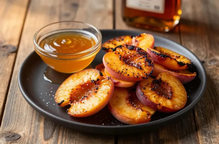 Crispy Air Fryer Bbq Peach Chips with Bourbon Honey Dip