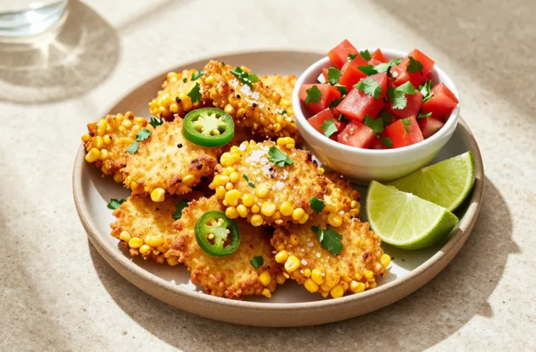 Crispy Air Fryer Summer Corn Fritter Fries with Pico De Gallo