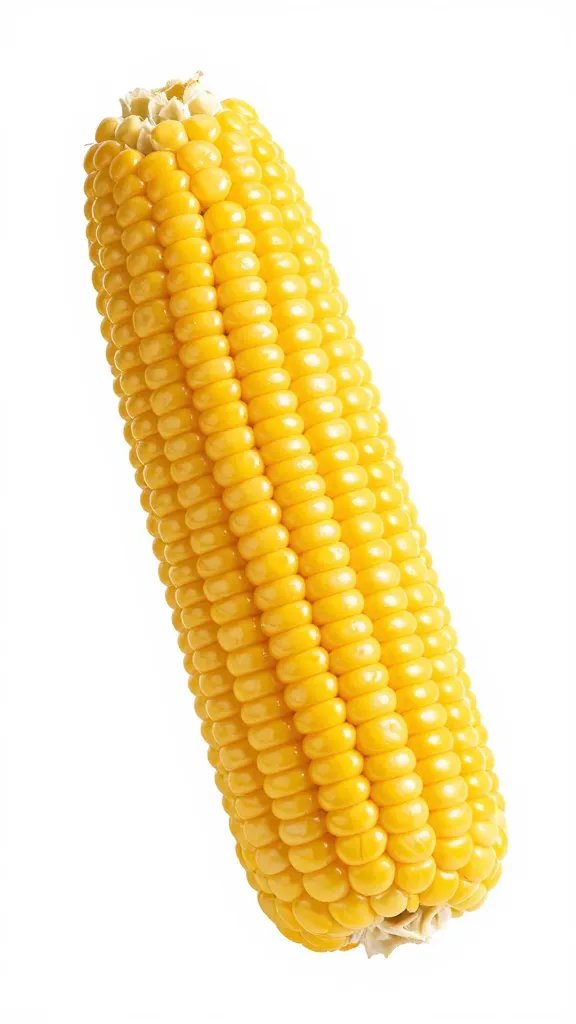 single cob of summer corn with kernels glistening
