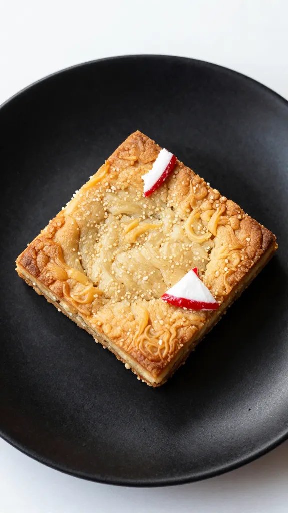 single air-fried peppermint crisp on matte black plate