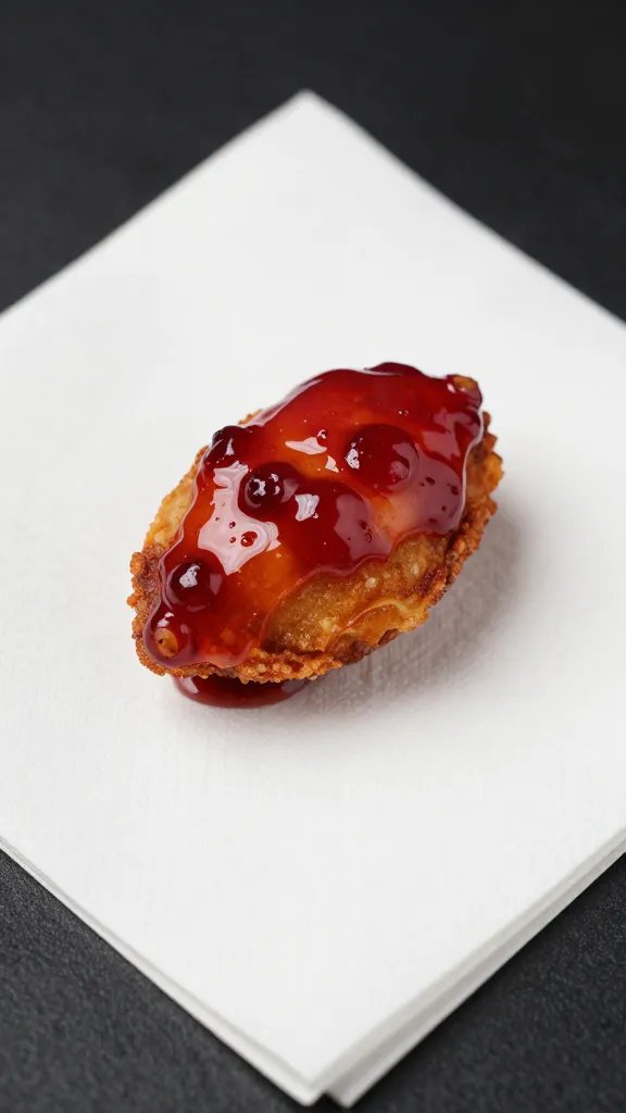 single fry on white napkin, tart cranberry gloss