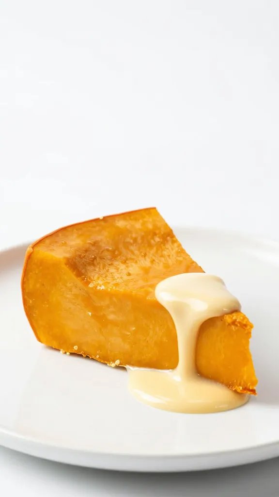 pumpkin wedge dipped halfway in maple cream