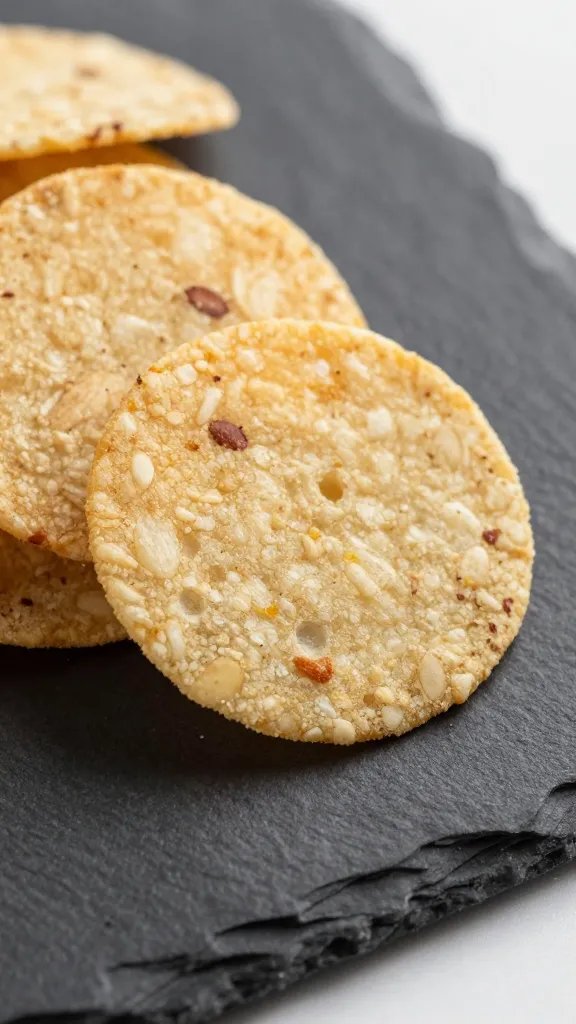 closeup almond flour keto chip on slate board
