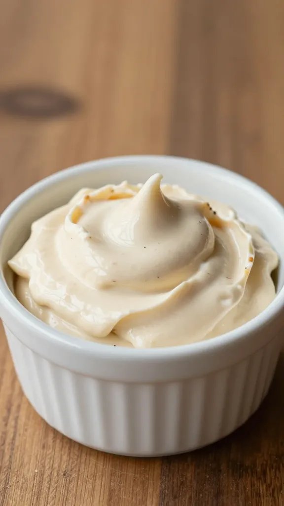buffalo dip swirl in small white ramekin