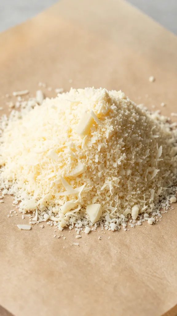 grated parmesan mound on parchment paper