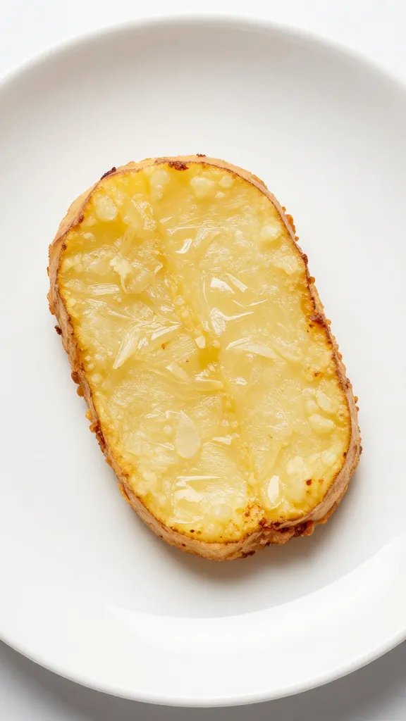 single air-fried potato skin, shatter-crisp edge, white plate