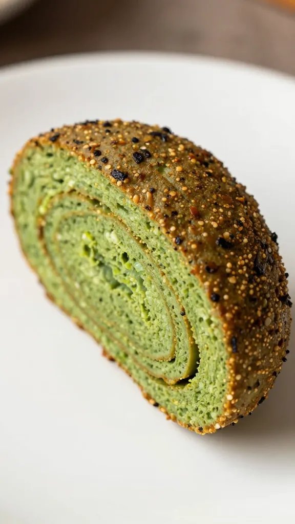 sliced-open falafel wedge showing tender green interior
