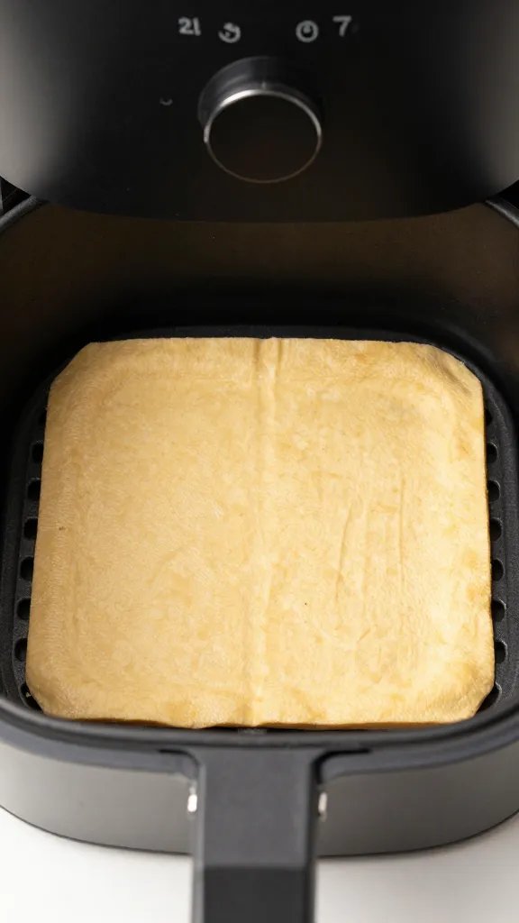 air fryer basket with single tofu skin sheet