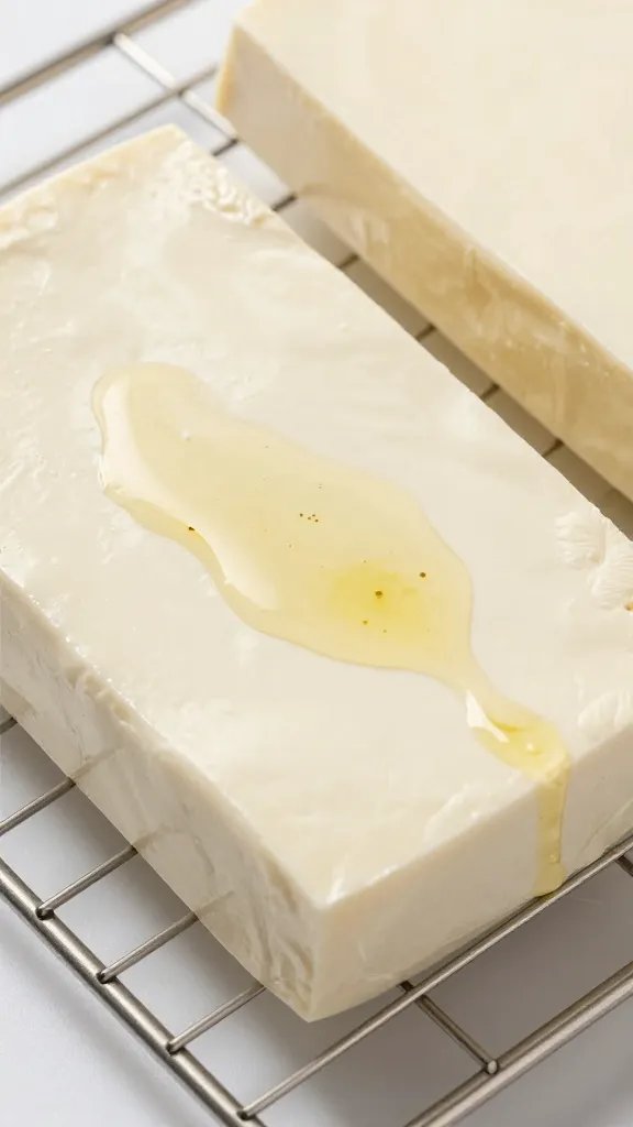 tofu skin sheet brushed with oil on wire rack