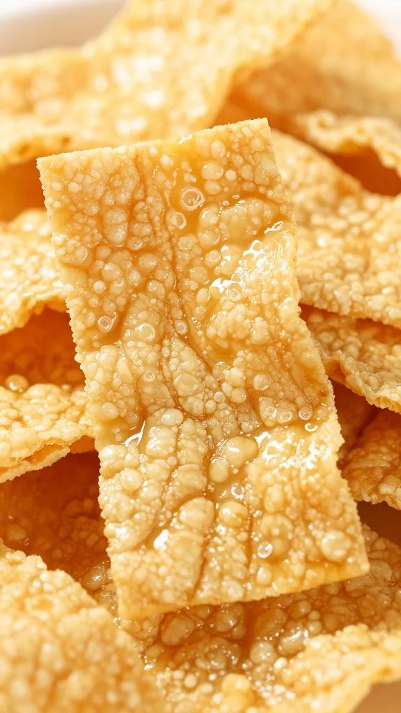 crispy tofu skin shard with visible blistered layers