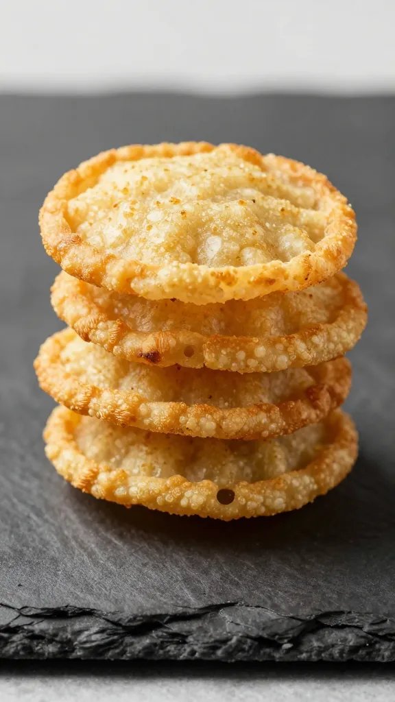 stack of three tots on slate board, shallow depth