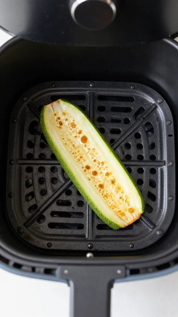 air fryer basket with single crisp zucchini chip