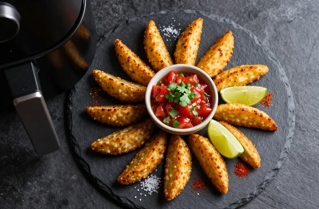 Air Fryer Lentil Crunch Wedges with Smoky Tomato Salsa Magic