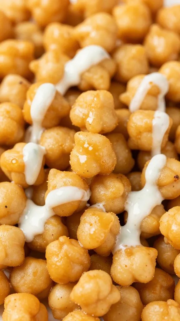 closeup of golden chickpea fry with ranch seasoning