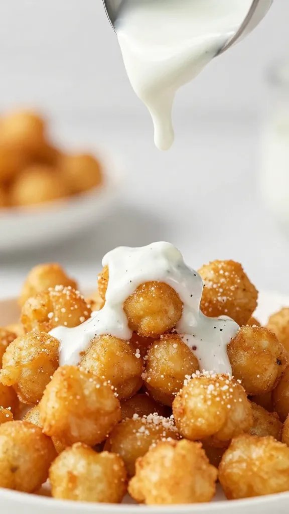sprinkle of ranch powder on single chickpea fry
