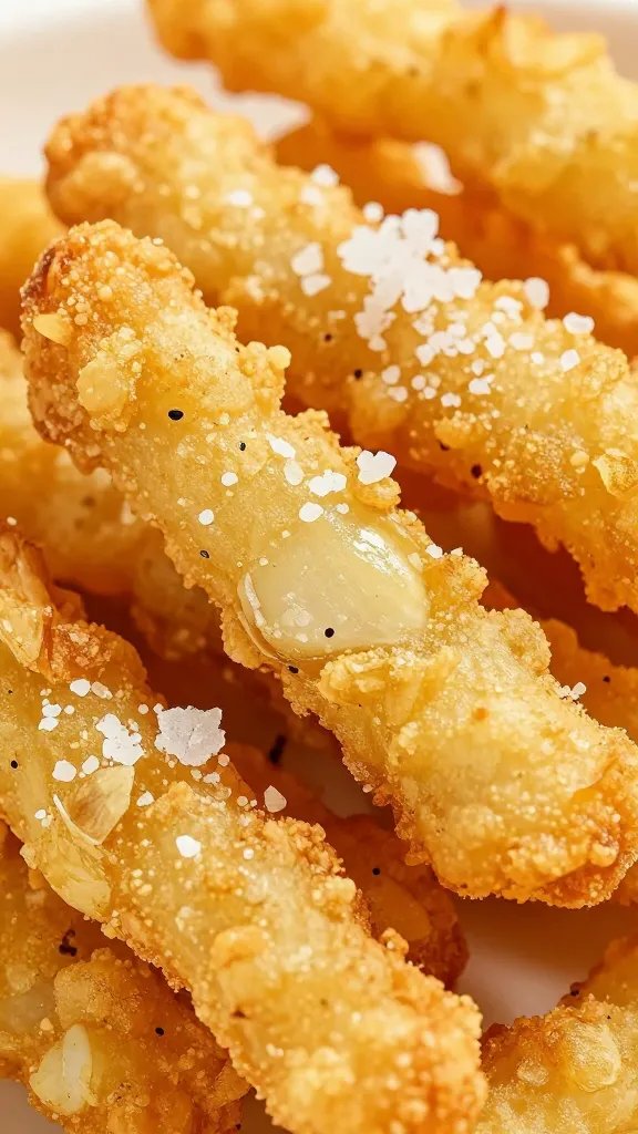closeup fry with visible garlic and sea salt