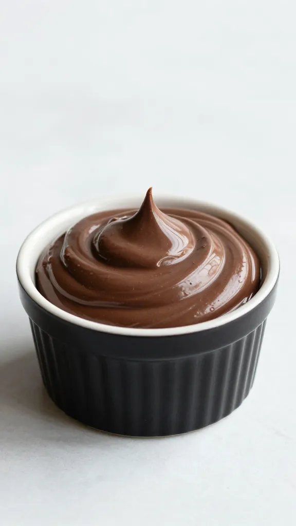 chocolate dip swirl in small black ramekin