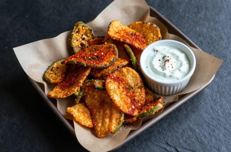 Crispy Air Fryer Okra Chips with Cajun Ranch Remix