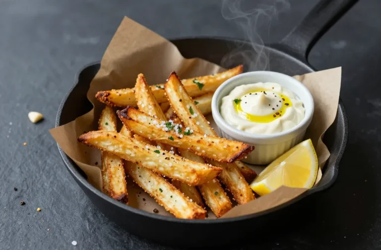 Crispy Air Fryer Celeriac Fries with Truffle Mustard Mayo