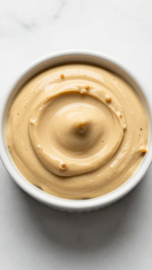 small ramekin of sage brown butter dip, overhead