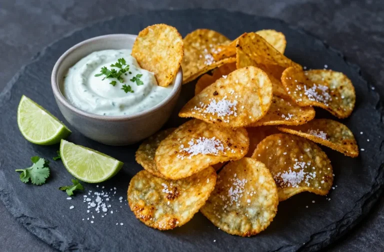 Irresistible Air Fryer Coconut Curry Crisps with Lime Cilantro Dip