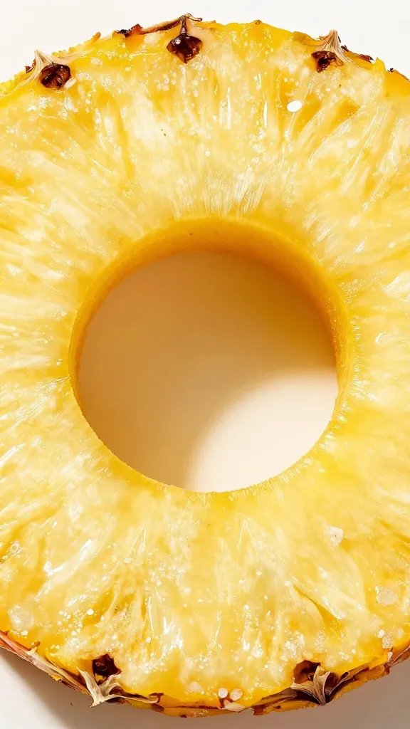 chili-lime salt dusted on pineapple ring, macro