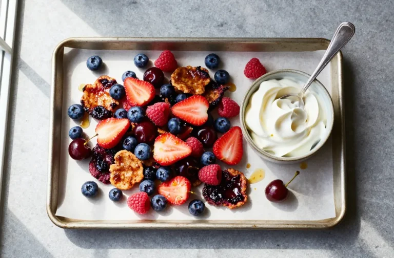 Crispy Summer Snack Air Fryer Frozen Berry "Chips" with Coconut Whipped Cream