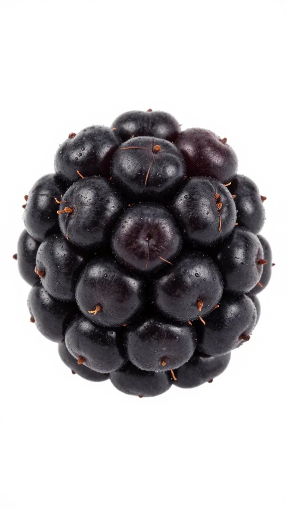 single blackberry chip with crystallized edges, macro