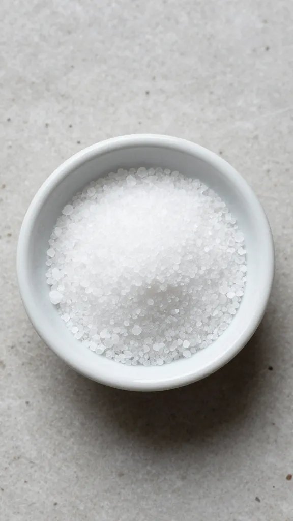 basil salt in small ceramic pinch bowl, overhead