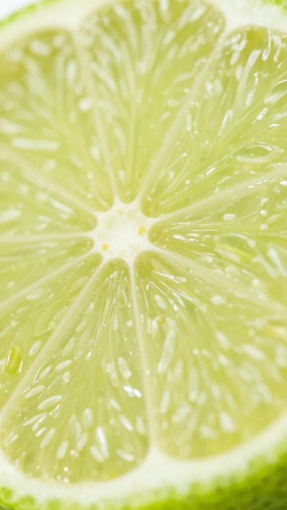 key lime half with visible juice vesicles, macro