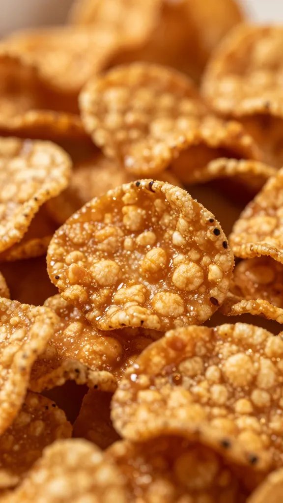 caramelized chip edge texture, shallow depth of field