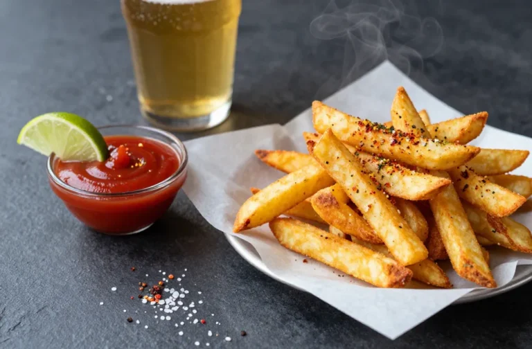 Crispy Air Fryer Jicama Stick "Fries" with Michelada Ketchup Unleashed