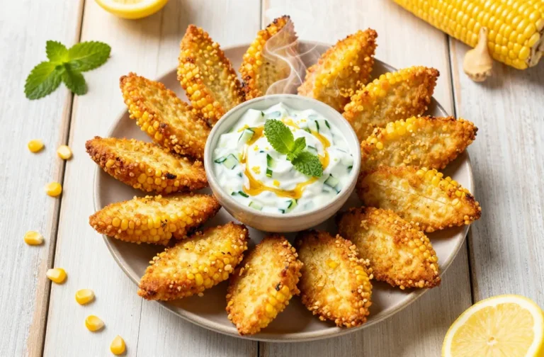 Crispy Air Fryer Sweet Corn Fritter Wedges for Pimm'S Cup Dip