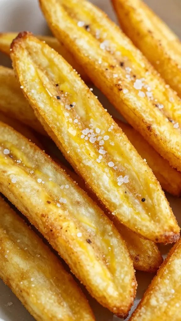 crispy plantain fry with visible sea salt crystals