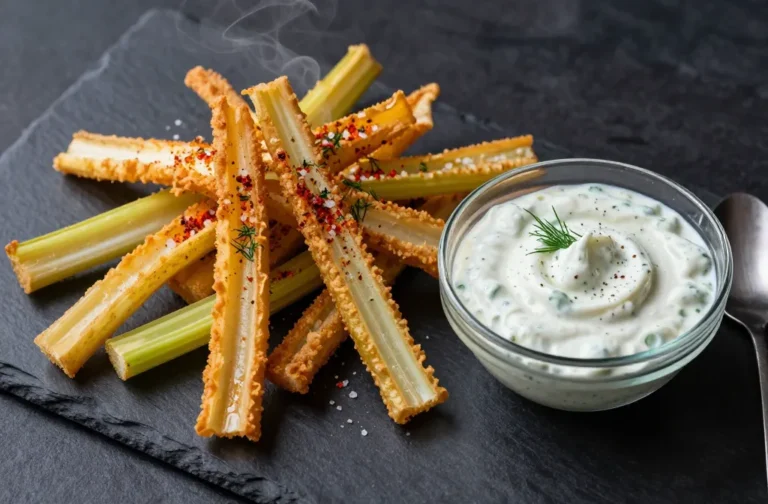 Crisp Bliss Air Fryer Celery Root Ribbons with Pickleback Ranch Chiller