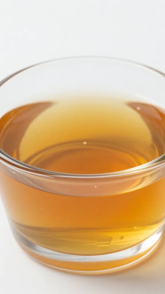 glass ramekin of briny pickle juice reduction, studio closeup